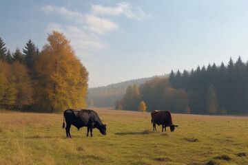 several cows in a large pasture