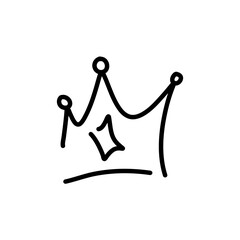 Doodle crowns. Line art king or queen crown sketch