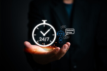 Chatbot conversation Ai Artificial Intelligence technology online customer service.Digital  robot...