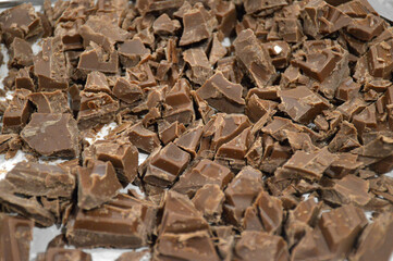 Close up of broken chocolate chunks