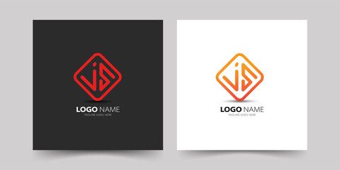 Abstract geometric initial letter monogram logo js or sj j and s minimal logo design template - obrazy, fototapety, plakaty