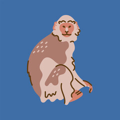 Hand drawn white-headed langur. Children's character.