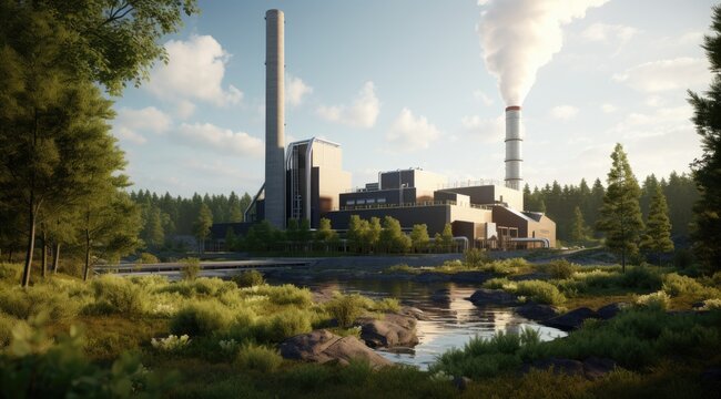 Biomass Power Plant Utilizing Organic Waste To Produce Energy.