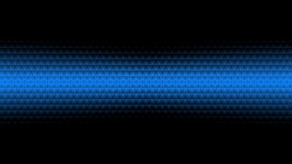 Illustration of a blue backlit patterned horizontal stripe on a black background