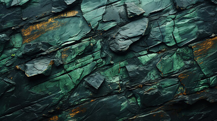 Charred wood bark green texture. Detailed macro close-up view of tree burned scratched cork background. Generative AI