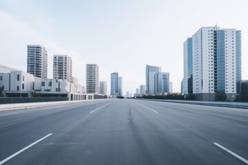 Empty urban road in city