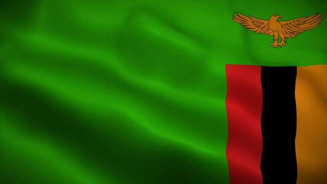 Zambia flag waving animation, perfect loop, official colors, 4K video
