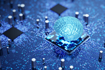  Neuro interface. Artificial brain. Microprocessor with artificial intelligence. Training an...