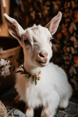 Cute white mini goat pet