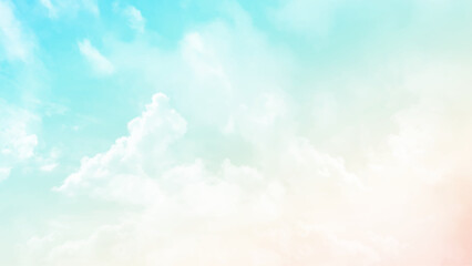 Fantastic soft white clouds against pastel sky. Beautiful pastel sky with puffy clouds background