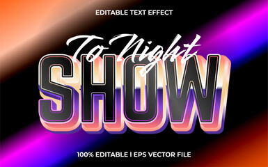 to night show text effect editable video cover and banner text style, 3d typography template