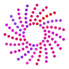 Colorful circle halftone spiral background.