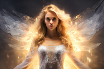 a beautiful angel with glowing wings