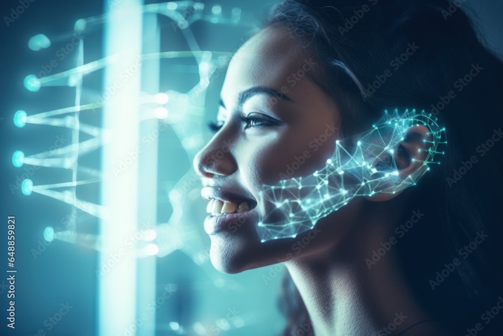 Poster a woman using a cell phone to have a conversation. suitable for communication, technology, and moder