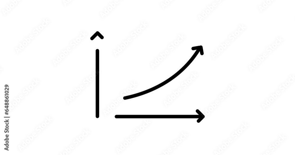 Poster growth chart animated outline icon on white background. growth chart 4k video animation for web, mob
