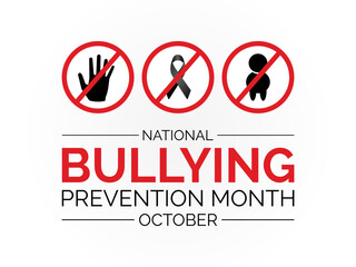 National Bullying Prevention Month Raises Awareness, Empathy, and Advocacy for Safer Communities. Vector Illustration Template.
