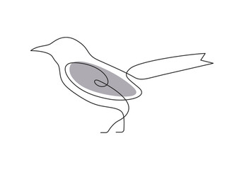 Single one line drawing a magpie vector illustration. Pro vector.