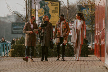 Business colleagues walking