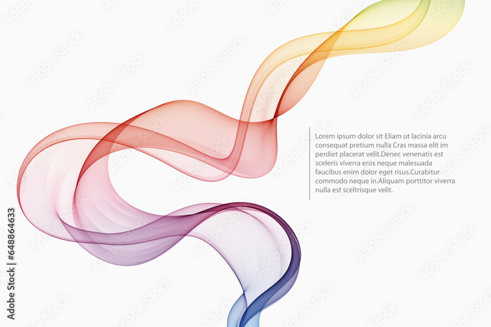 Poster abstract colorful smooth wave lines on a white background. design element, color spectrum.
