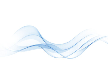 Transparent blue wave on a white background,abstract design element.