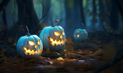 halloween background with pumpkins jack-o-lanterns