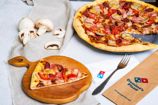 09/16/2023 Lviv. Ukraine.
Domino's pizza.
The most delicious and high quality pita.