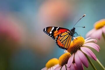 Fototapeta na wymiar Butterfly and Wildflower