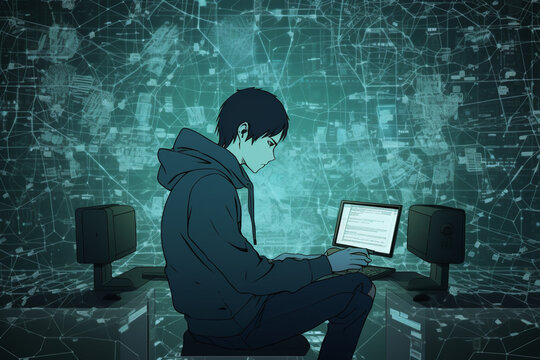 a anime-style image of a human with a hacker persona | Generative Ai
