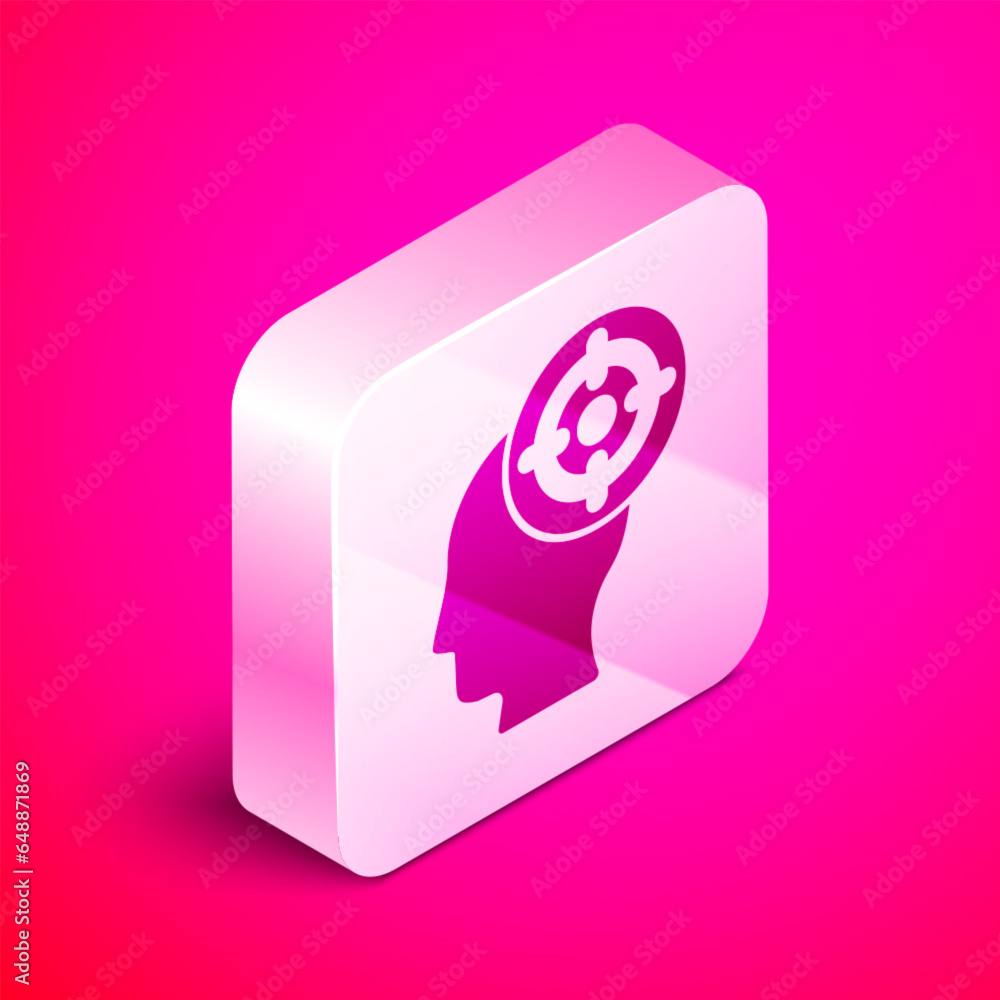 Poster isometric target sport icon isolated on pink background. clean target with numbers for shooting rang