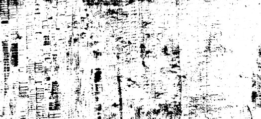 Monochrome texture composed of irregular graphic elements. Distressed uneven grunge background. Abstract vector illustration. Overlay for interesting effect and depth. Isolated on white background.