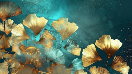 Ginkgo biloba leaves on abstract background.  - obrazy, fototapety, plakaty