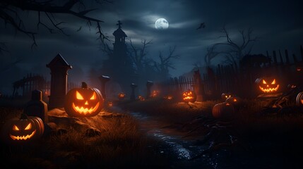 Fototapeta na wymiar halloween pumpkin in the night