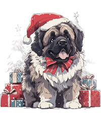 Merry Christmas, Leonberger, Hund