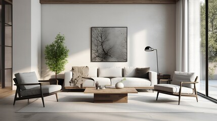 modern living room Interior 3d rendering design ai generated