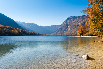 Beautiful autumn in Slovenia. The lake Bohinj