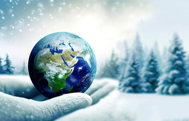 sustainabitly earth seasons winter srping green - ai generated - obrazy, fototapety, plakaty