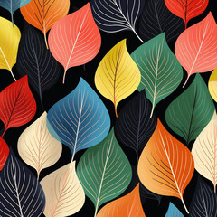 Autumn nature background illustration pattern leaf design plant print set art