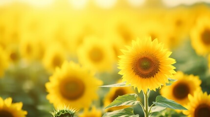 Field of sunflowers in summer, Generative AI