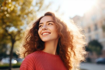 Fototapeta premium positive cheerful happy young woman smile