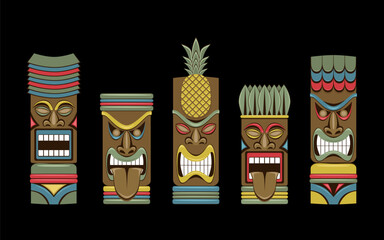 Color vector image of Tiki statues.