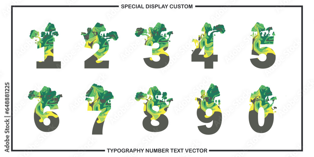 Poster assorted digital custom vector numbers. minimum. color gradation. dark. banner network. 3d effect. d