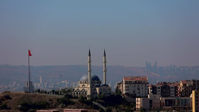 urkish mosque on the hill in t&uuml;rkiye 