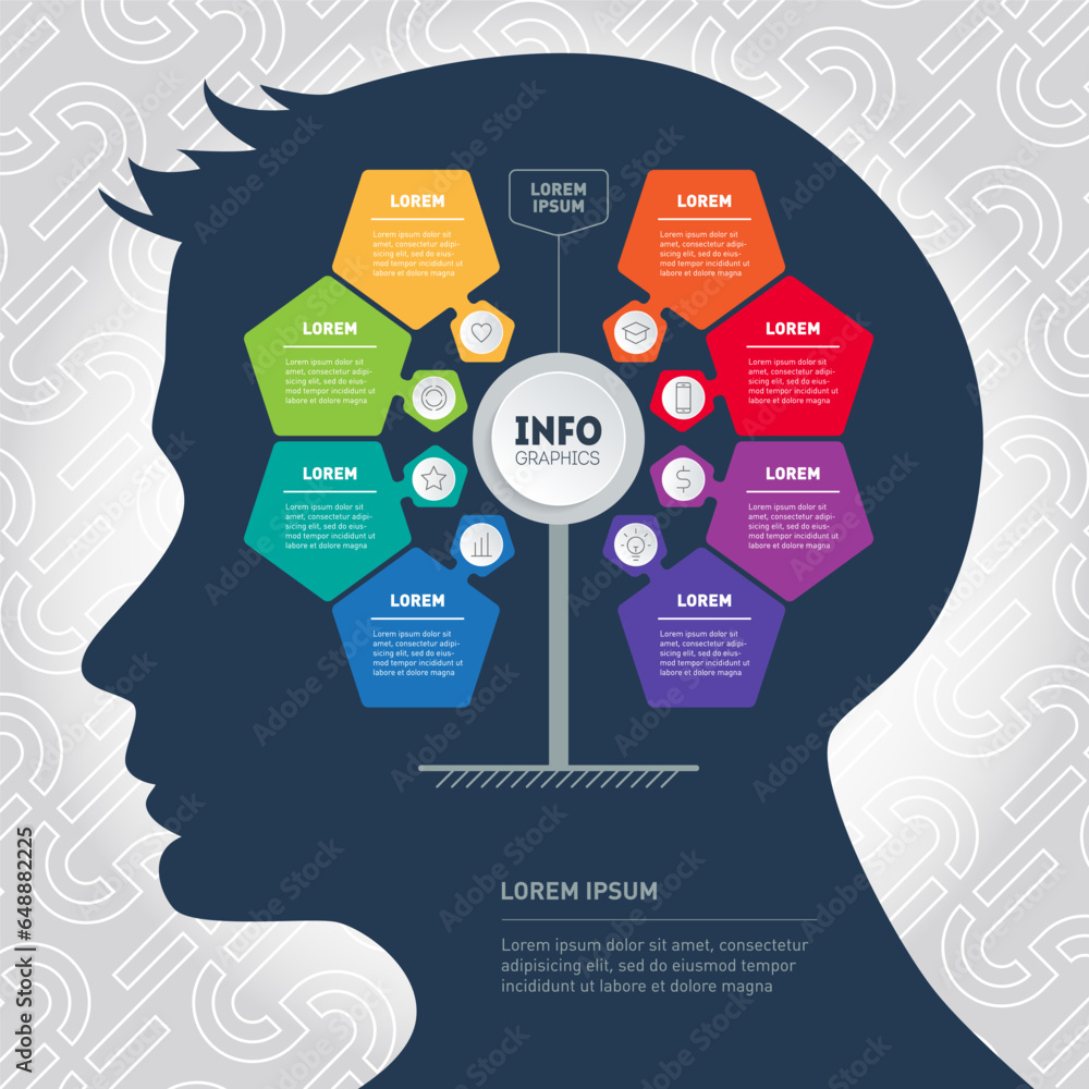 Poster presentation template with pattern on background. diagram. business presentation concept with 8 opti