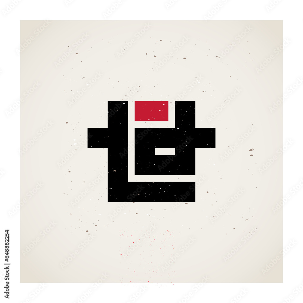 Poster td - vector design element or icon. monogram or logotype. t and d - initials or black logo with red 