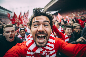 Obraz premium Generative Ai picture of various fans are cheering in sports stadium