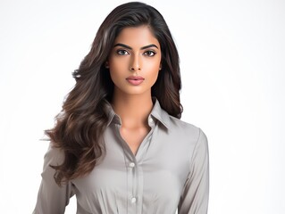 Fototapeta premium Indian Girl in Stylish Attire for Occasions in Commercial Photoshoot on white background
