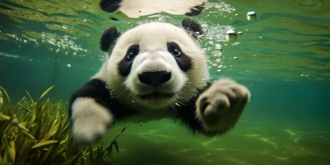 Fototapete a panda in underwater, generative AI © VALUEINVESTOR