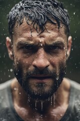 Canadian Man in High-Intensity Workout, Sweat-Drenched Face Shows Fitness Dedication