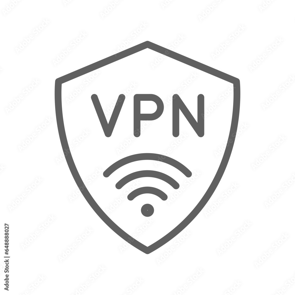 Aufkleber vpn icon. virtual private network internet security. simple shield with protection wi-fi. active saf