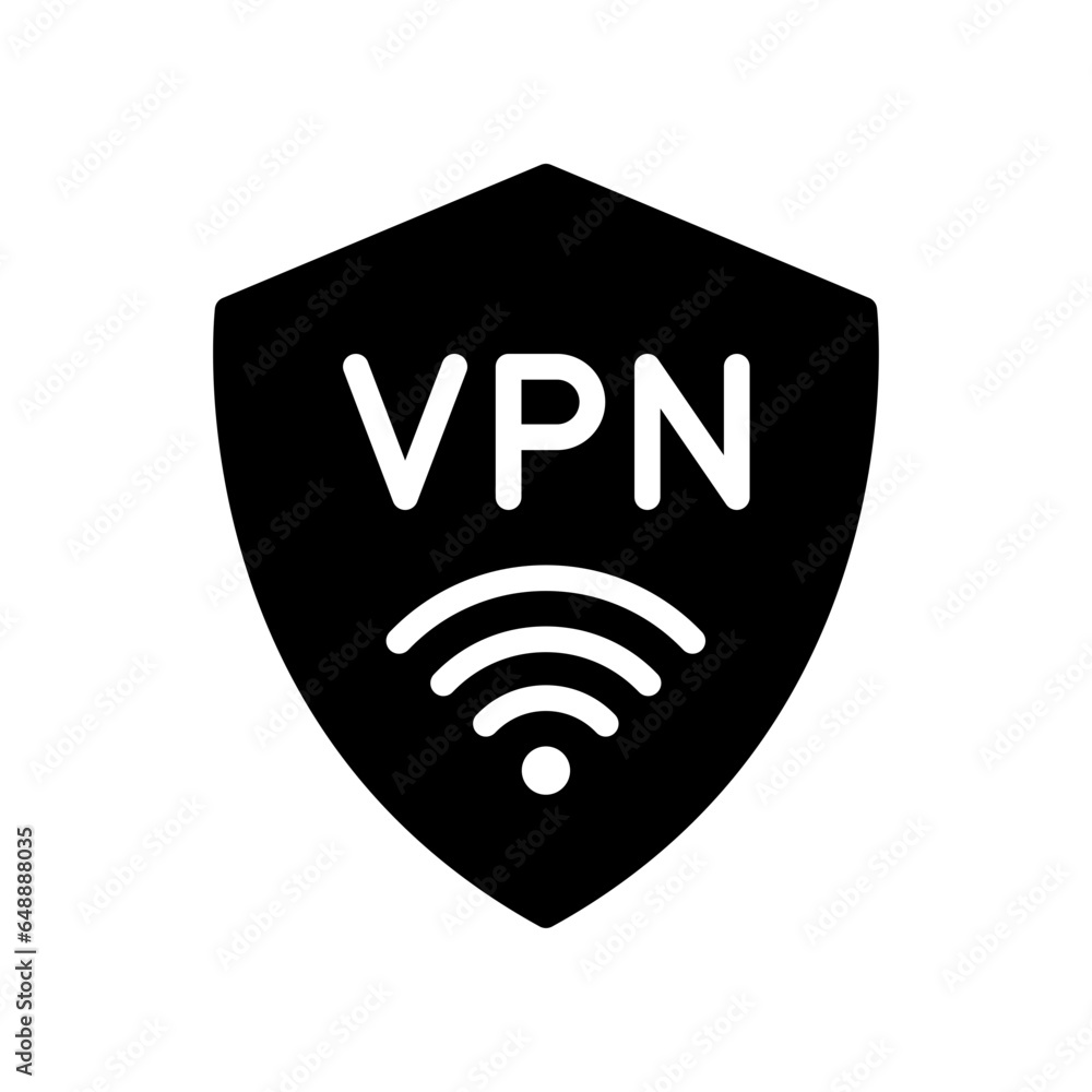 Poster vpn icon. internet security concept. simple shield with protection wi-fi symbol and virtual private 